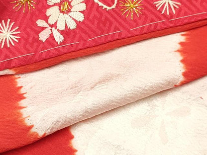 平和屋着物[]七五三　女の子　７歳　祝着　四つ身　長襦袢(無双仕立て・半衿刺繍)セット　鴛鴦　逸品　DAAY3273ma