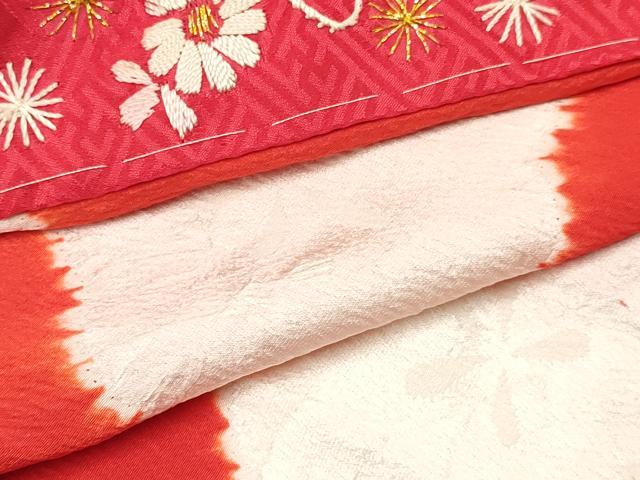 平和屋着物[]七五三　女の子　７歳　祝着　四つ身　長襦袢(無双仕立て・半衿刺繍)セット　鴛鴦　逸品　DAAY3273ma