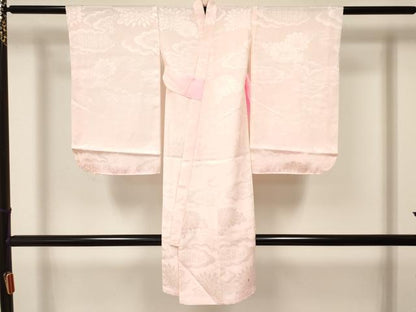 平和屋着物[]七五三　女の子　３歳　祝着　三つ身　長襦袢(袷)セット　鞠　風景花車文　金銀彩　逸品　DAAY3275ma