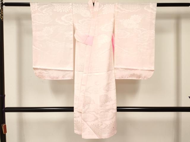 平和屋着物[]七五三　女の子　３歳　祝着　三つ身　長襦袢(袷)セット　鞠　風景花車文　金銀彩　逸品　DAAY3275ma