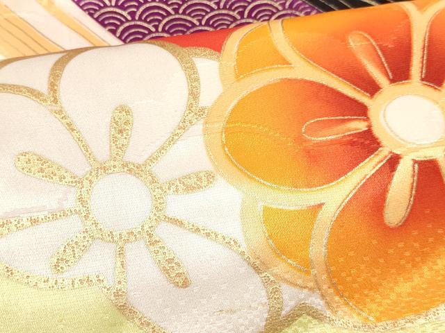 平和屋着物[]七五三　女の子　７歳　祝着　四つ身　長襦袢(単衣)セット　駒刺繍　花蝶文　金彩　逸品　DAAY3276ma