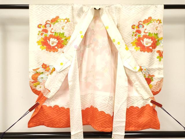 平和屋着物[]七五三　女の子　３歳　祝着　三つ身　刺繍　花鳥文　金銀糸　DAAY3285ma