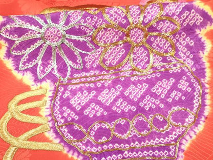 平和屋着物[]七五三　女の子　３歳　祝着　三つ身　駒刺繍　絞り　雲取り陶器花文　金銀糸　逸品　DAAY3287ma