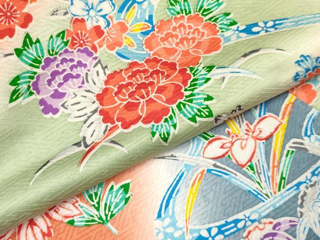 平和屋着物[]七五三　女の子　３歳　祝着　三つ身　流水花文　暈し染め　逸品　DAAY3290ma