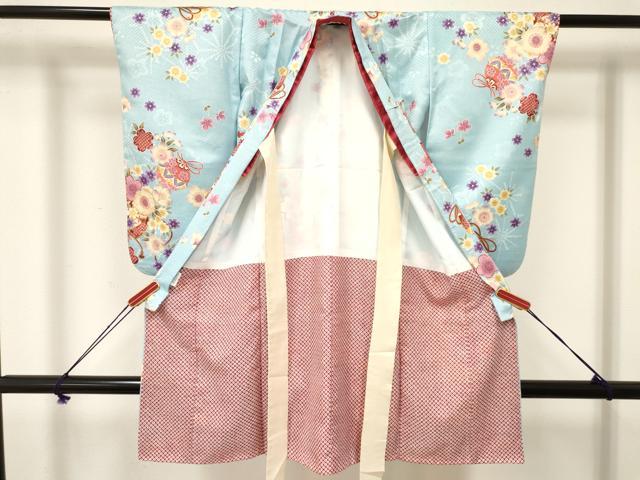 平和屋着物[]七五三　女の子　３歳　祝着　三つ身　鞠花文　金彩　DAAY3291ma