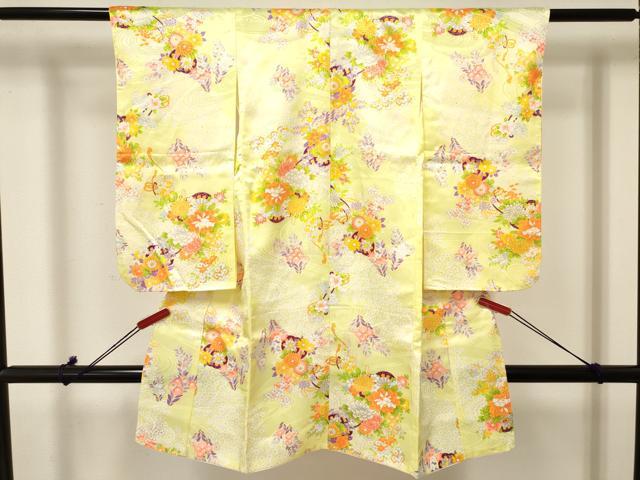 平和屋着物[]七五三　女の子　３歳　祝着　三つ身　花車文　暈し染め　金彩　洗える着物　DAAY3292ma