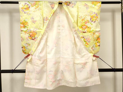 平和屋着物[]七五三　女の子　３歳　祝着　三つ身　花車文　暈し染め　金彩　洗える着物　DAAY3292ma