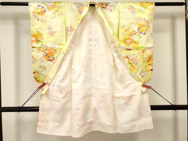 平和屋着物[]七五三　女の子　３歳　祝着　三つ身　花車文　暈し染め　金彩　洗える着物　DAAY3292ma