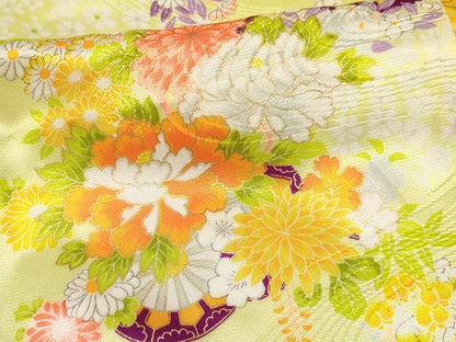 平和屋着物[]七五三　女の子　３歳　祝着　三つ身　花車文　暈し染め　金彩　洗える着物　DAAY3292ma
