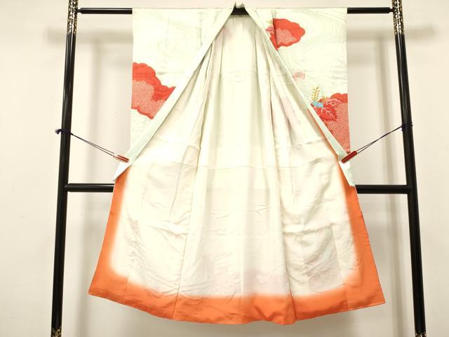 平和屋着物[]七五三　女の子　７歳　祝着　四つ身　駒刺繍　絞り　御所車桐花文　金銀糸　逸品　DAAY3297ma