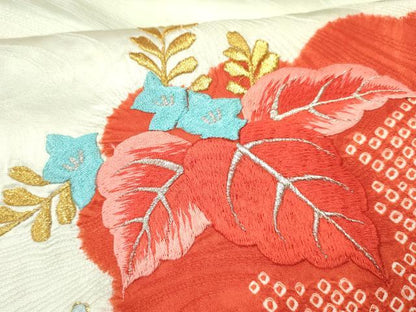 平和屋着物[]七五三　女の子　７歳　祝着　四つ身　駒刺繍　絞り　御所車桐花文　金銀糸　逸品　DAAY3297ma