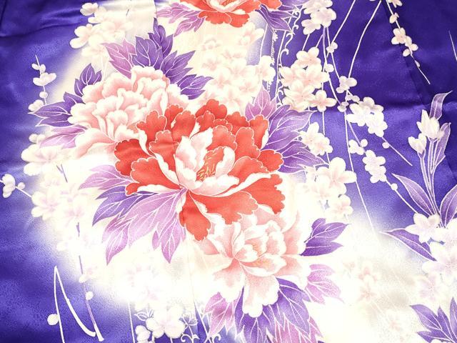 平和屋着物[]七五三　女の子　７歳　祝着　四つ身　牡丹花文　暈し染め　金彩　逸品　DAAY3298ma