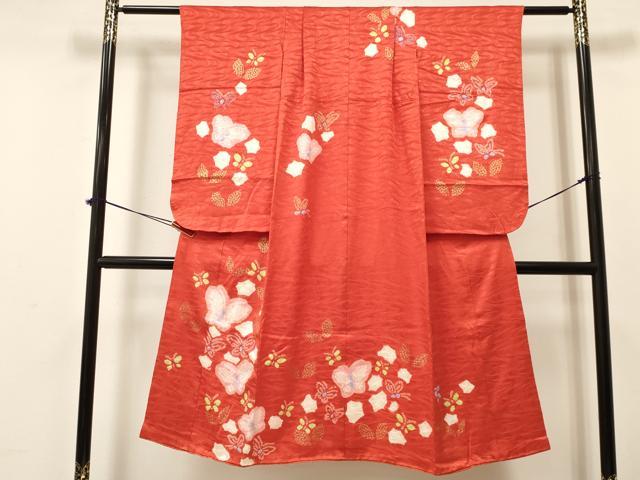 平和屋着物[]七五三　女の子　７歳　祝着　四つ身　駒刺繍　絞り　花蝶文　金彩　逸品　DAAY3299ma