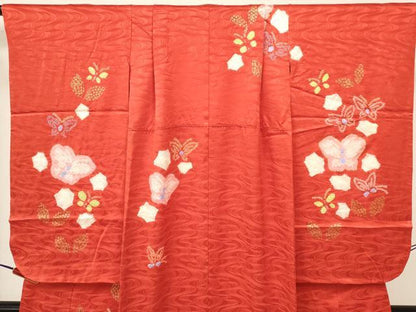 平和屋着物[]七五三　女の子　７歳　祝着　四つ身　駒刺繍　絞り　花蝶文　金彩　逸品　DAAY3299ma