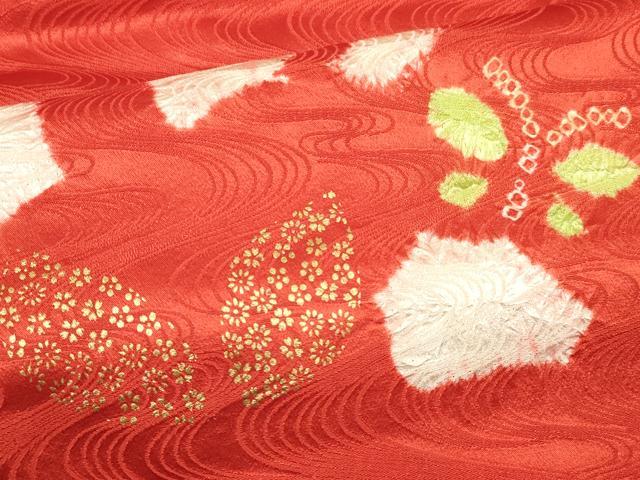 平和屋着物[]七五三　女の子　７歳　祝着　四つ身　駒刺繍　絞り　花蝶文　金彩　逸品　DAAY3299ma