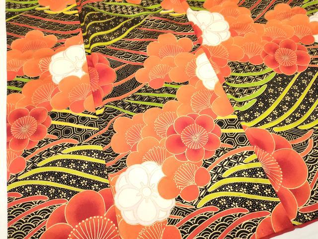 平和屋着物[]七五三　女の子　７歳　祝着　四つ身　流水梅文　金彩　逸品　DAAY3302ma