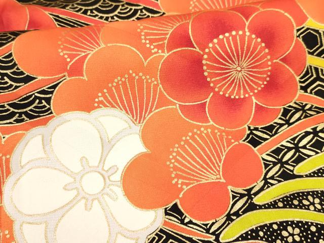 平和屋着物[]七五三　女の子　７歳　祝着　四つ身　流水梅文　金彩　逸品　DAAY3302ma