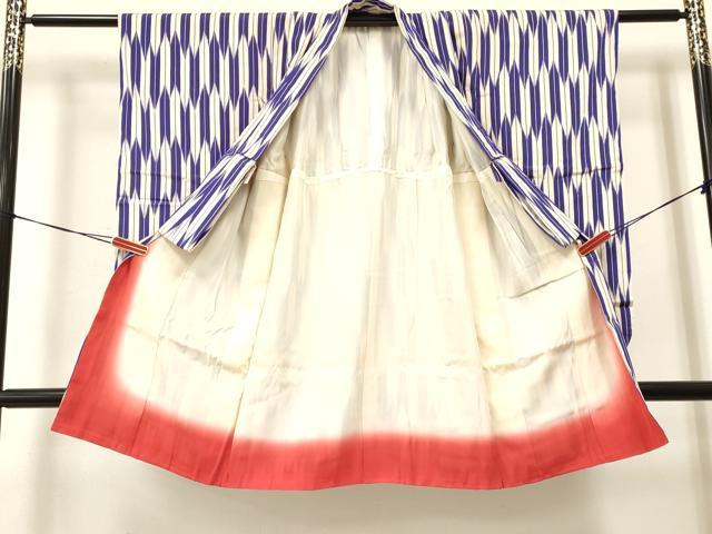 平和屋着物[]七五三　女の子　７歳　祝着　四つ身　お召地　矢羽文　逸品　DAAY3303ma