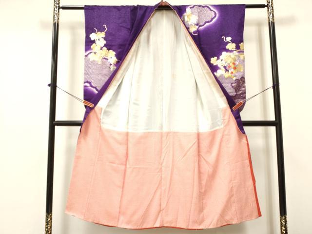 平和屋着物∵女の子 十三参り 子供 駒刺繍 絞り 葡萄蔦の葉文 暈し染め 金彩 逸品 DAAY3304ma