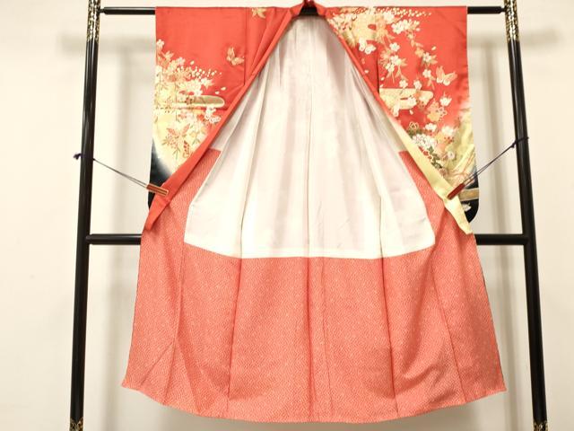 平和屋着物[]七五三　女の子　７歳　祝着　四つ身　舞蝶花車文　暈し染め　金彩　逸品　DAAY3305ma