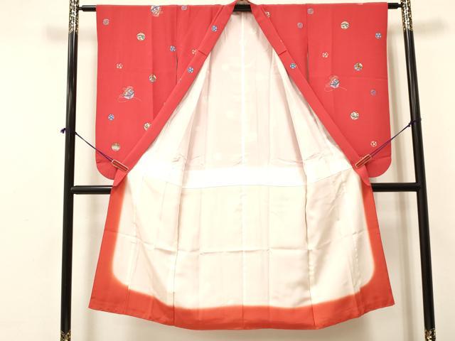 平和屋着物[]七五三　女の子　７歳　祝着　四つ身　鈴鞠花文　逸品　DAAY3309ma