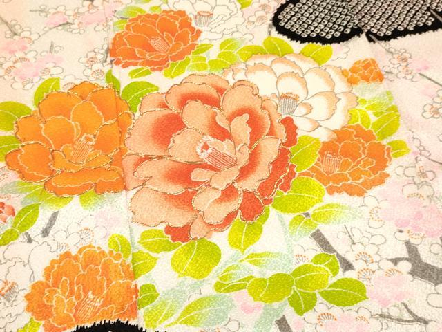 平和屋着物[]七五三　女の子　７歳　祝着　四つ身　駒刺繍　霞牡丹花文　暈し染め　洗える着物　DAAY3310ma