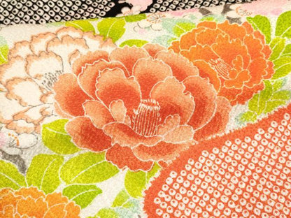 平和屋着物[]七五三　女の子　７歳　祝着　四つ身　駒刺繍　霞牡丹花文　暈し染め　洗える着物　DAAY3310ma