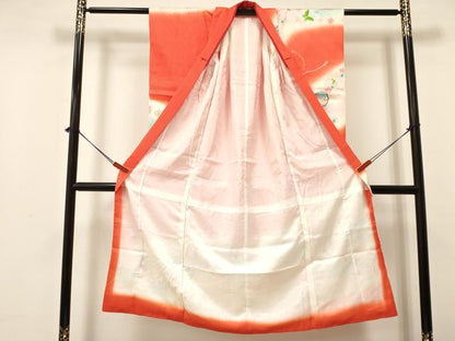 平和屋着物[]七五三　女の子　７歳　祝着　四つ身　駒刺繍　鼓花蝶文　暈し染め　金彩　逸品　DAAY3311ma