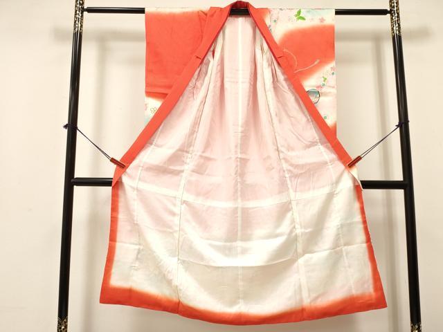 平和屋着物[]七五三　女の子　７歳　祝着　四つ身　駒刺繍　鼓花蝶文　暈し染め　金彩　逸品　DAAY3311ma