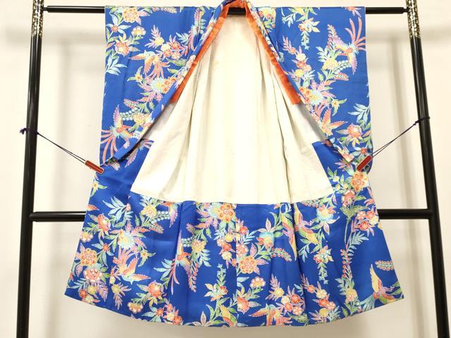 平和屋着物[]七五三　女の子　７歳　祝着　四つ身　型染　洋花文　鳳凰　逸品　DAAY3318ma