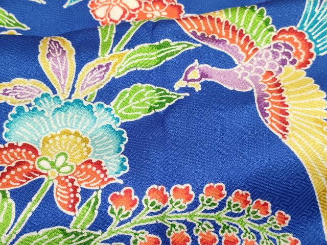 平和屋着物[]七五三　女の子　７歳　祝着　四つ身　型染　洋花文　鳳凰　逸品　DAAY3318ma