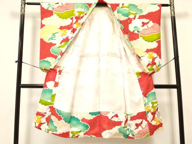 平和屋着物[]七五三　女の子　７歳　祝着　四つ身　飛鶴　金銀彩　逸品　DAAY3320ma