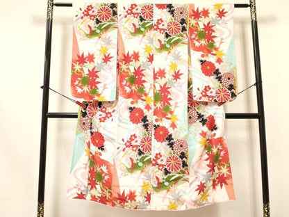 平和屋着物[]七五三　女の子　７歳　祝着　四つ身　花鳥文　金彩　逸品　DAAY3322ma