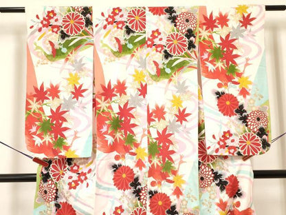 平和屋着物[]七五三　女の子　７歳　祝着　四つ身　花鳥文　金彩　逸品　DAAY3322ma