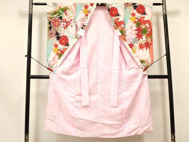 平和屋着物[]七五三　女の子　７歳　祝着　四つ身　花鳥文　金彩　逸品　DAAY3322ma