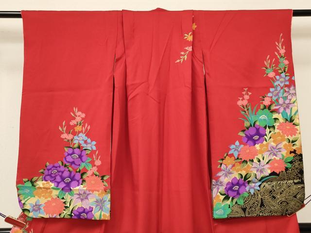 平和屋着物[]七五三　女の子　７歳　祝着　四つ身　花蝶文　金彩　逸品　DAAY3324ma