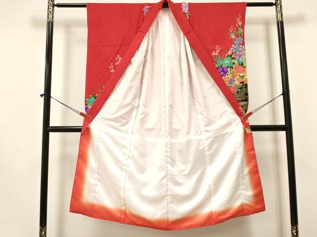 平和屋着物[]七五三　女の子　７歳　祝着　四つ身　花蝶文　金彩　逸品　DAAY3324ma
