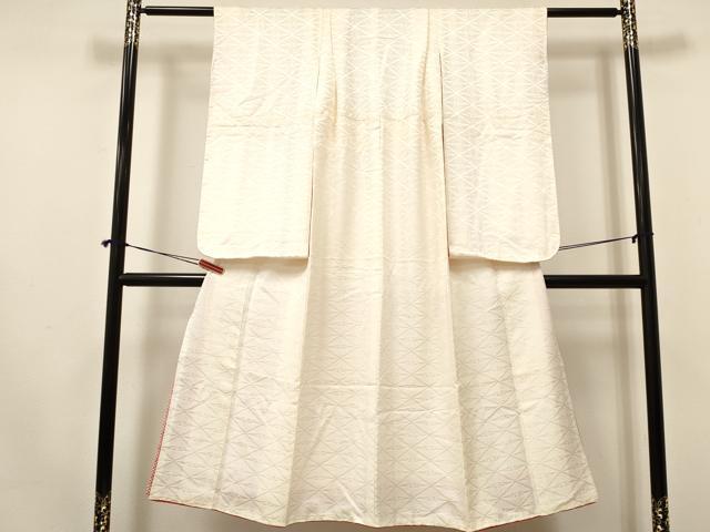 平和屋着物[]七五三　女の子　７歳　祝着　四つ身　双鶴菱地紋　アイボリー色　逸品　DAAY3327ma