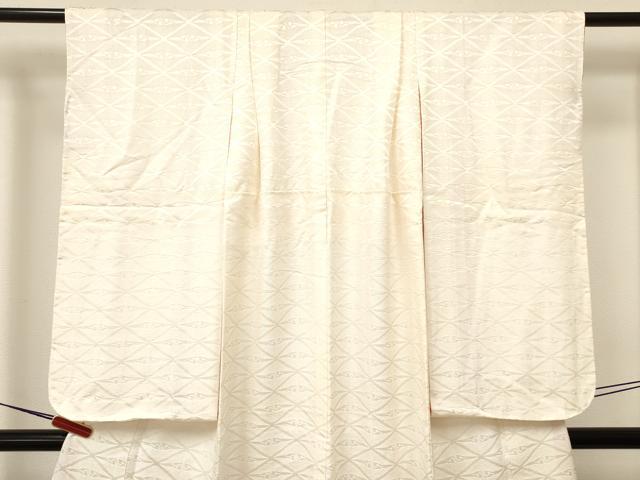 平和屋着物[]七五三　女の子　７歳　祝着　四つ身　双鶴菱地紋　アイボリー色　逸品　DAAY3327ma