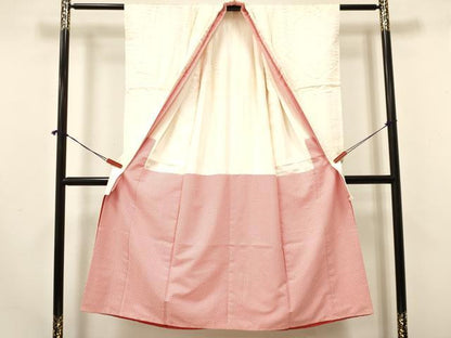 平和屋着物[]七五三　女の子　７歳　祝着　四つ身　双鶴菱地紋　アイボリー色　逸品　DAAY3327ma