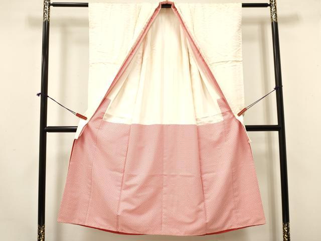 平和屋着物[]七五三　女の子　７歳　祝着　四つ身　双鶴菱地紋　アイボリー色　逸品　DAAY3327ma