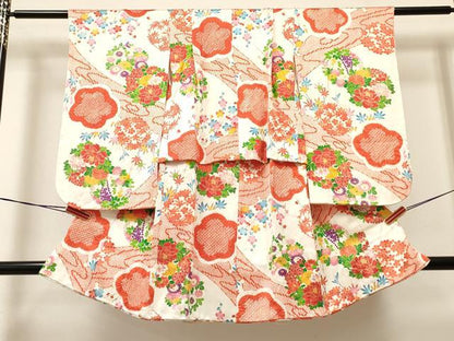 平和屋着物[]七五三　女の子　７歳　祝着　四つ身　絞り　牡丹花丸文　金彩　逸品　DAAY3328ma