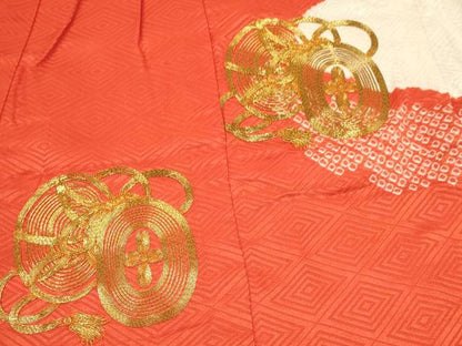 平和屋着物[]七五三　女の子　３歳　祝着　三つ身　駒刺繍　絞り　雲取り鼓花文　逸品　DAAY3334ma