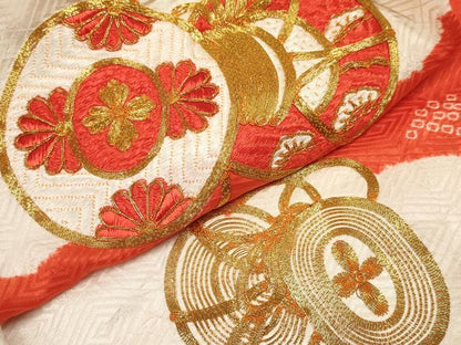 平和屋着物[]七五三　女の子　３歳　祝着　三つ身　駒刺繍　絞り　雲取り鼓花文　逸品　DAAY3334ma