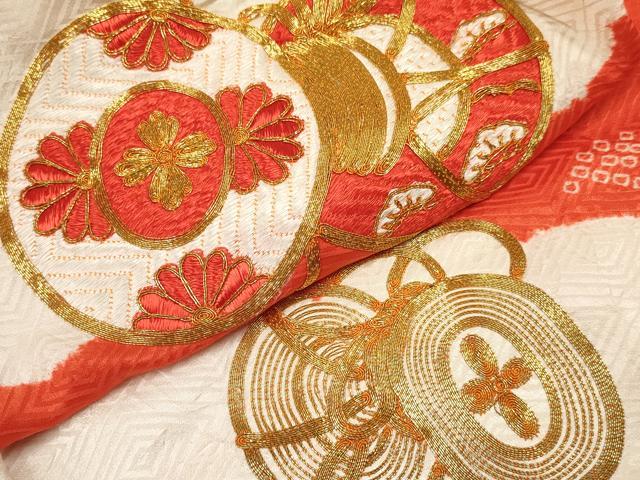 平和屋着物[]七五三　女の子　３歳　祝着　三つ身　駒刺繍　絞り　雲取り鼓花文　逸品　DAAY3334ma