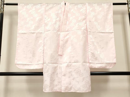 平和屋着物[]子供　女の子　長襦袢　単衣　飛鶴亀甲菊地紋　洗える着物　未使用　DAAY3338ma