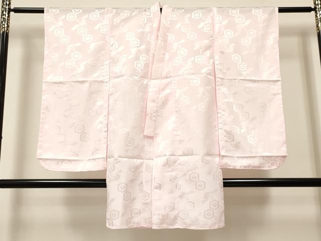 平和屋着物[]子供　女の子　長襦袢　単衣　飛鶴亀甲菊地紋　洗える着物　未使用　DAAY3338ma