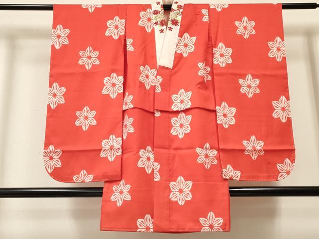 平和屋着物[]子供　女の子　長襦袢　袷　麻の葉文様　半衿刺繍　洗える着物　未使用　DAAY3339ma