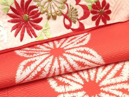 平和屋着物[]子供　女の子　長襦袢　袷　麻の葉文様　半衿刺繍　洗える着物　未使用　DAAY3339ma