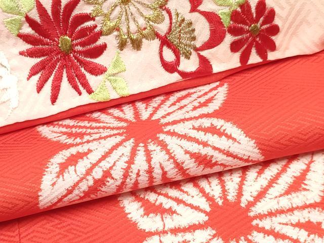 平和屋着物[]子供　女の子　長襦袢　袷　麻の葉文様　半衿刺繍　洗える着物　未使用　DAAY3339ma